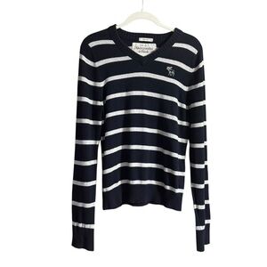 Abercrombie and Fitch Muscle Sweater Men’s Size Medium Navy and White Stripes